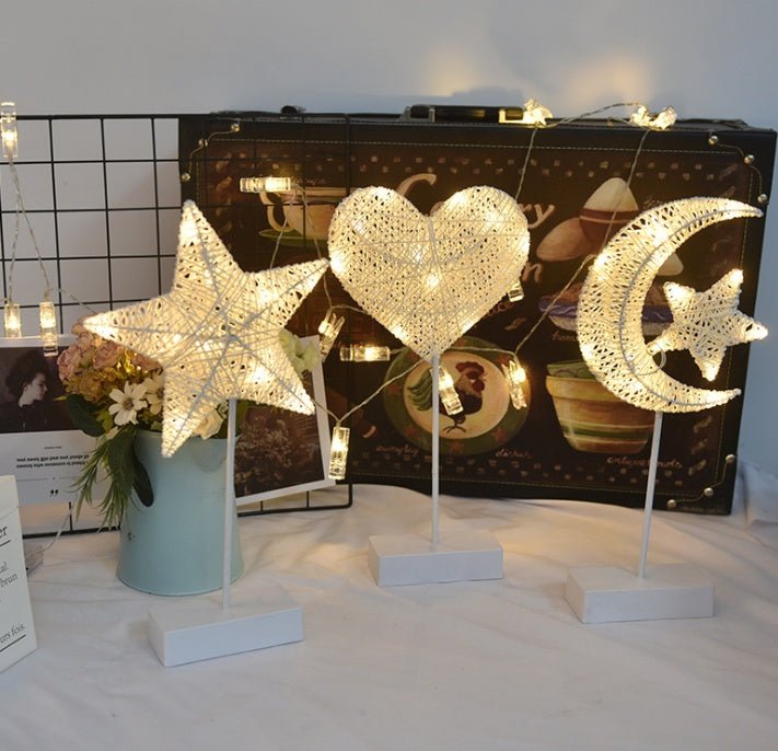 LED Lights Flashing Lights Lights Stars Romantic Room Layout Decoration Love Stars Lamp Table Lamp Rattan Lamp Ball